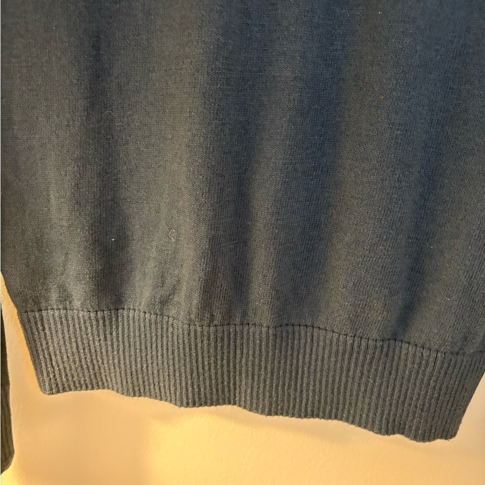 Lacoste Navy V-Neck Sweater Cotton Cashmere Blend | Y2K Long fit | Preppy |Elena - Picture 9 of 10